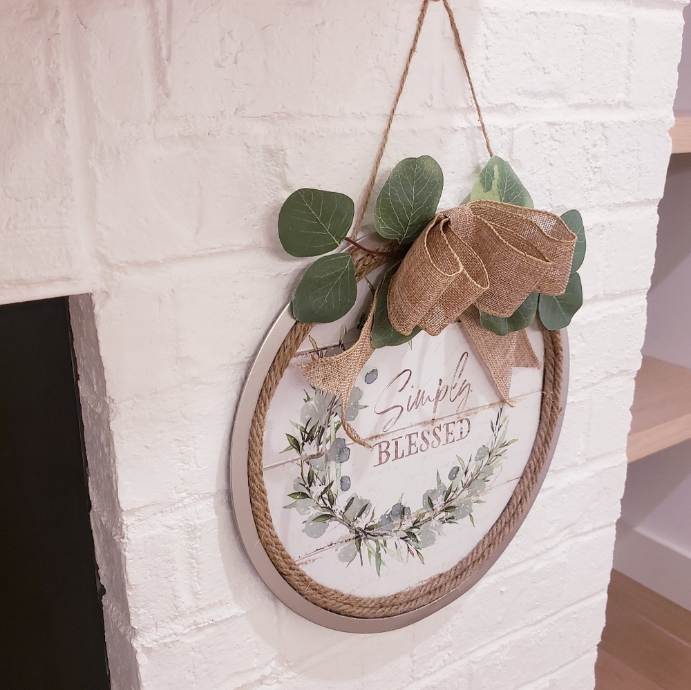 Simply Blessed farmhouse door wreath 12" - Picture 6 of 8